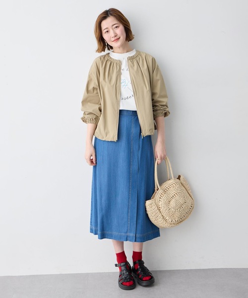 Petit Honfleur(プチオンフルール)の「ギャザーショートブルゾン【撥水】(その他アウター・レディース・ネイビー/ベージュ・9号/11号/13号)」の10枚目の写真