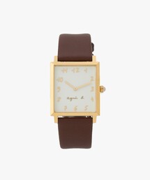 agnes b.（アニエスベー）の「MARCELLO SQUARE BROWN M（アナログ腕時計）」