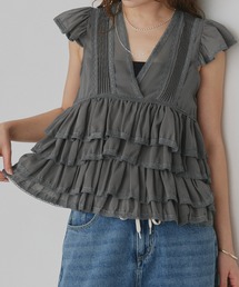 ad thie | ティアード フリル ノースリーブブラウス(シャツ/ブラウス)