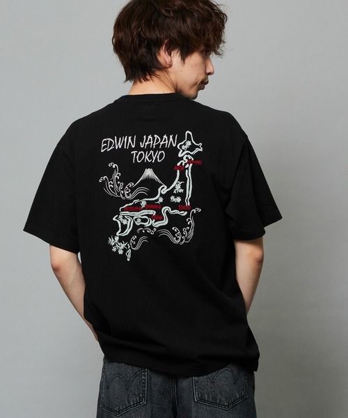 EDWIN（エドウィン）の「EDWIN エドウィン スーベニア プリントTシャツ 半袖（Tシャツ/カットソー・メンズ・アイボリー/ブラック/ブルー/ネイビー・MEDIUM/LARGE/X-LARGE）」の3枚目の写真