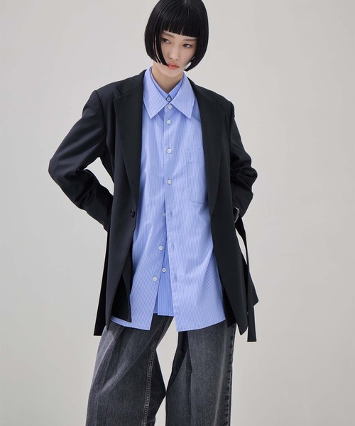 UJOH（ウジョー）の「【UJOH/ウジョー】別注 Side Belt JKT/サイドベルトジャケット（テーラードジャケット・レディース・ブラック/グレー・3）」の21枚目の写真