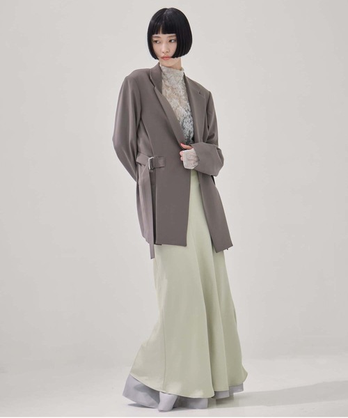 UJOH（ウジョー）の「【UJOH/ウジョー】別注 Side Belt JKT/サイドベルトジャケット（テーラードジャケット・レディース・ブラック/グレー・3）」の7枚目の写真