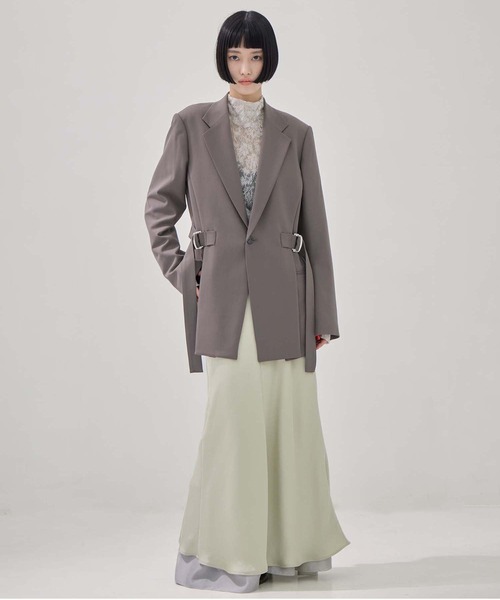 UJOH（ウジョー）の「【UJOH/ウジョー】別注 Side Belt JKT/サイドベルトジャケット（テーラードジャケット・レディース・ブラック/グレー・3）」の8枚目の写真