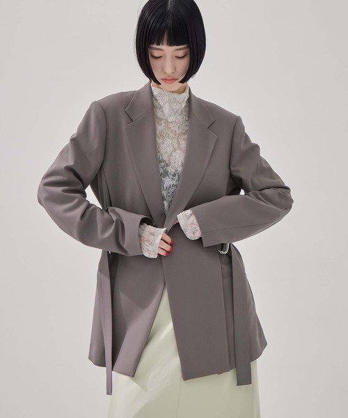 UJOH（ウジョー）の「【UJOH/ウジョー】別注 Side Belt JKT/サイドベルトジャケット（テーラードジャケット・レディース・ブラック/グレー・3）」の9枚目の写真