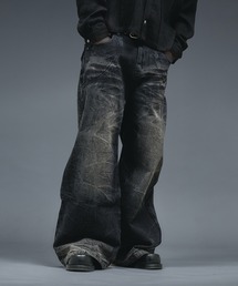 ANDER HUNK（アンダーハンク）の「Crack Overdyed Wide Flare Denim / クラックオーバーダイワイドフレアデニム（デニムパンツ）」