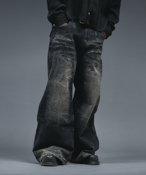 Crack Overdyed Wide Flare Denim / クラックオーバーダイワイドフレア