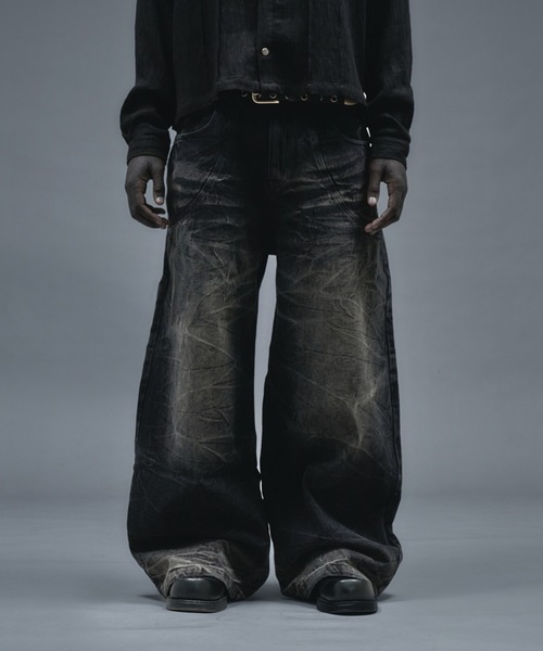 Crack Overdyed Wide Flare Denim / クラックオーバーダイワイドフレア