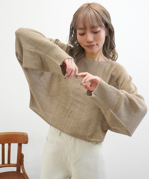 gossara(ゴサラ)の「【秋まで使える】ドルマンシアーニット(ニット/セーター・レディース・アイボリー/ブラウン/モカ/ベージュ・FREE)」の3枚目の写真