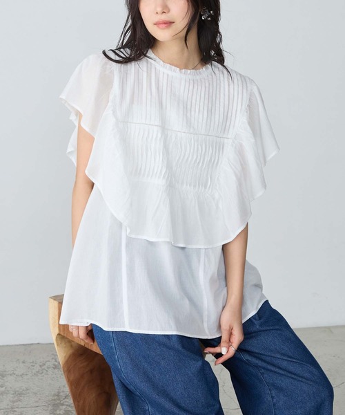 セール】【forksy.】インドコットン ラッフルフリル ピンタック シアー