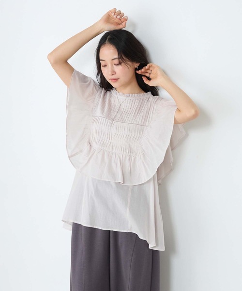 セール】【forksy.】インドコットン ラッフルフリル ピンタック シアー