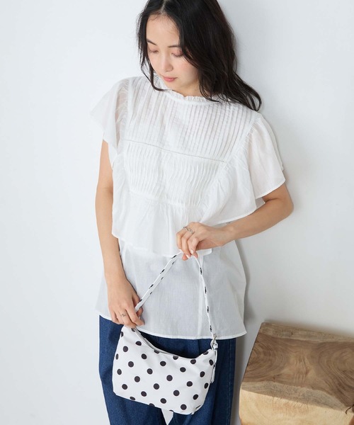 forksy.(フォルクシー)の「【forksy.】インドコットン ラッフルフリル ピンタック シアーブラウス(シャツ/ブラウス・レディース・ブルー系/グレイッシュベージュ/ライラック/ブラック/オフホワイト・FREE)」の19枚目の写真