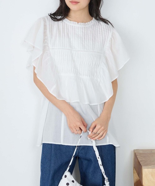 forksy.(フォルクシー)の「【forksy.】インドコットン ラッフルフリル ピンタック シアーブラウス(シャツ/ブラウス・レディース・ブルー系/グレイッシュベージュ/ライラック/ブラック/オフホワイト・FREE)」の20枚目の写真
