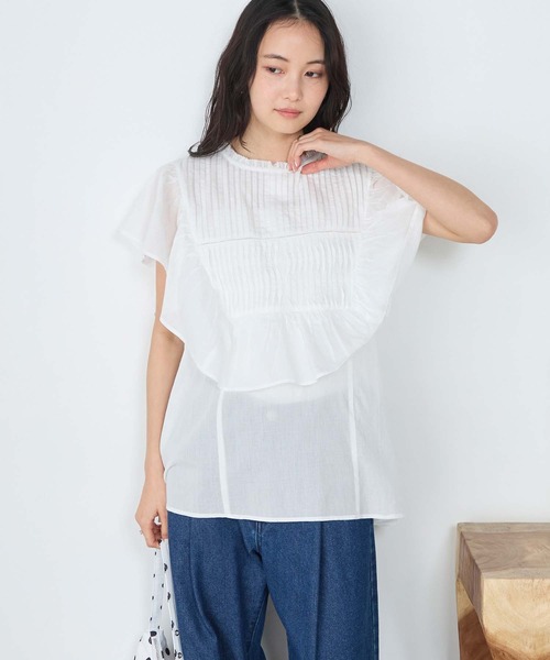 forksy.(フォルクシー)の「【forksy.】インドコットン ラッフルフリル ピンタック シアーブラウス(シャツ/ブラウス・レディース・ブルー系/グレイッシュベージュ/ライラック/ブラック/オフホワイト・FREE)」の21枚目の写真