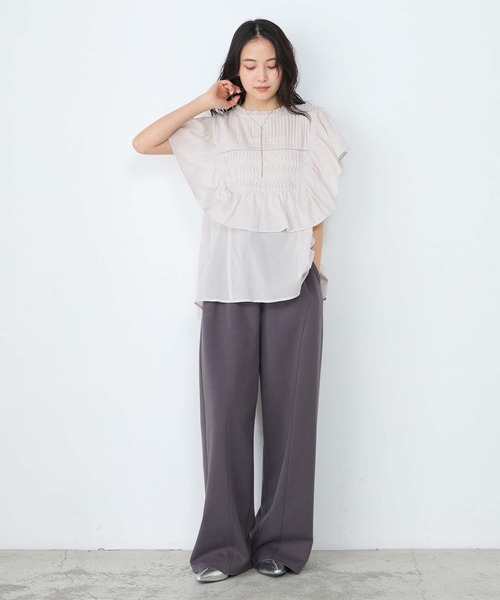 forksy.】インドコットン ラッフルフリル ピンタック シアーブラウス