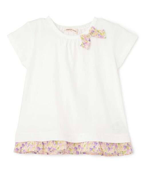 sense of wonder(センスオブワンダー)の「小花柄リボンTシャツ(Tシャツ/カットソー・キッズ・オフホワイト/ピンク・110cm/80cm)」の1枚目の写真