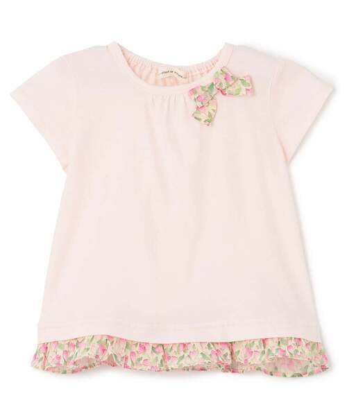 sense of wonder(センスオブワンダー)の「小花柄リボンTシャツ(Tシャツ/カットソー・キッズ・オフホワイト/ピンク・110cm/80cm)」の2枚目の写真