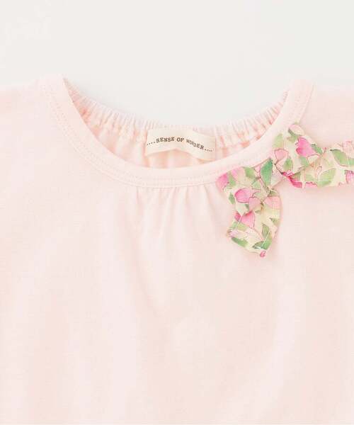 sense of wonder(センスオブワンダー)の「小花柄リボンTシャツ(Tシャツ/カットソー・キッズ・オフホワイト/ピンク・110cm/80cm)」の4枚目の写真