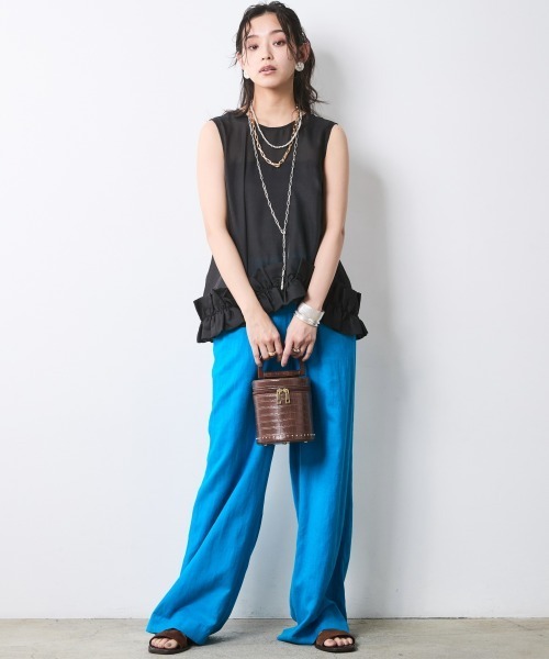 CHIC STYLE(シックスタイル)の「裾フリルシアーノースリーブブラウス<大きいサイズ有>シックスタイル(シャツ/ブラウス・レディース・ライトベージュ/ブラック・5L/4L/3L/LL/L/M)」の20枚目の写真