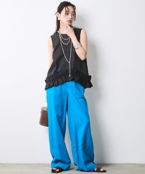 CHIC STYLE(シックスタイル)の「裾フリルシアーノースリーブブラウス<大きいサイズ有>シックスタイル(シャツ/ブラウス・レディース・ライトベージュ/ブラック・5L/4L/3L/LL/L/M)」の19枚目の写真