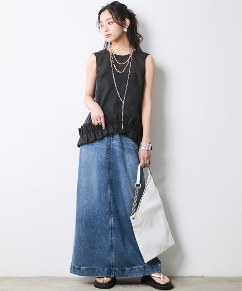 CHIC STYLE(シックスタイル)の「裾フリルシアーノースリーブブラウス<大きいサイズ有>シックスタイル(シャツ/ブラウス・レディース・ライトベージュ/ブラック・5L/4L/3L/LL/L/M)」の18枚目の写真