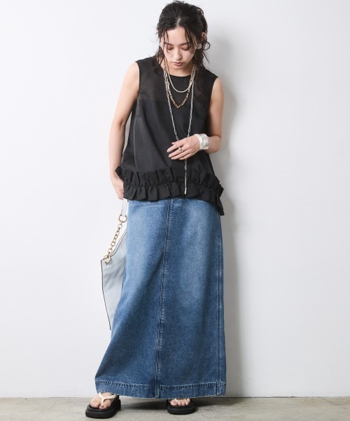 CHIC STYLE(シックスタイル)の「裾フリルシアーノースリーブブラウス<大きいサイズ有>シックスタイル(シャツ/ブラウス・レディース・ライトベージュ/ブラック・5L/4L/3L/LL/L/M)」の17枚目の写真