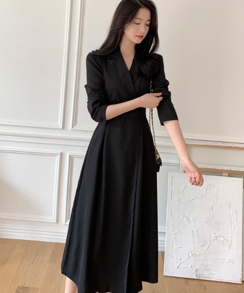 semplice（センプリチェ）の「ワンピース【韓国ファッション】（ワンピース・レディース・ブラック/アイボリー/キャメル・F）」の13枚目の写真