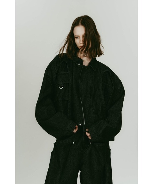 Knuth Marf(クヌースマーフ)の「rounded pocket jacket(unisex)(デニムジャケット・レディース・ブラック/ダークアッシュ・FREE)」の2枚目の写真