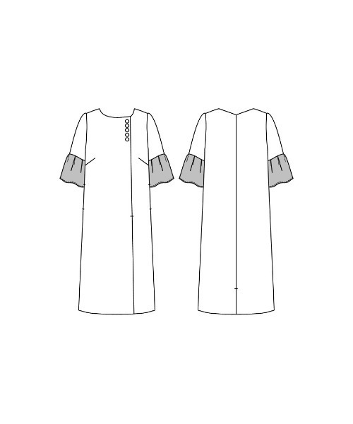 White Collection(ホワイトコレクション)の「喪服・礼服【洗えるフォーマル】フロント開き・フレアシフォン袖ワンピース(ワンピース・レディース・ブラック・3L(UB-)/LL/L/M/S)」の2枚目の写真