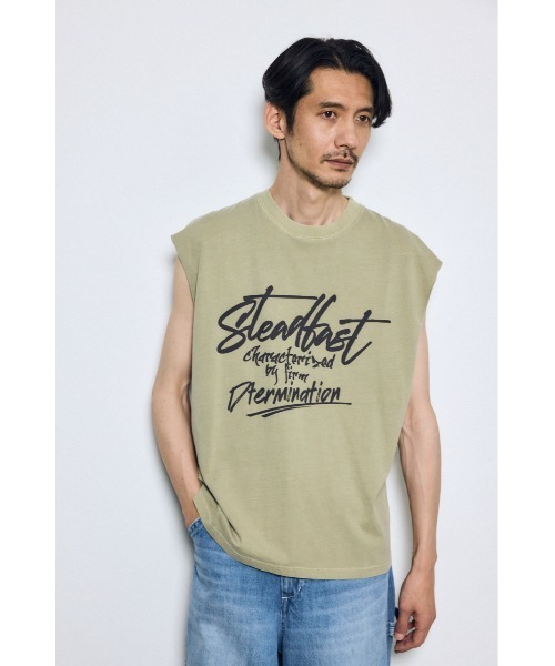 AZUL by moussy（アズールバイマウジー）の「ピグメントノースリーブトップス　夏服　春服　秋服　筋トレ　ジム（Tシャツ/カットソー・メンズ・ベージュ/ブラック/レッド/オフホワイト・MEDIUM/LARGE）」の22枚目の写真