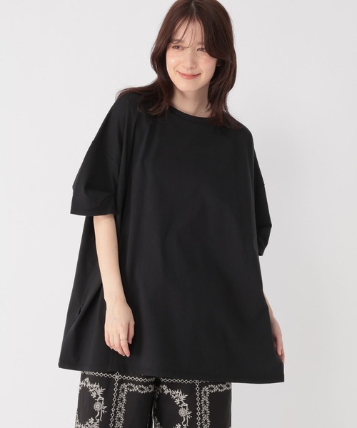 studio CLIP(スタディオクリップ)の「コットン袖タックチュニックTシャツ(Tシャツ/カットソー・レディース・ブラック/ブラウン・FREE)」の8枚目の写真