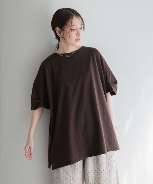 コットン袖タックチュニックTシャツ（Tシャツ/カットソー）｜studio