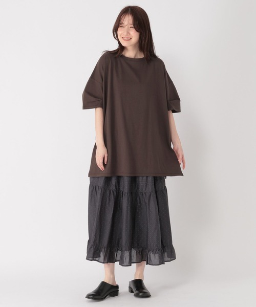 studio CLIP(スタディオクリップ)の「コットン袖タックチュニックTシャツ(Tシャツ/カットソー・レディース・ブラック/ブラウン・FREE)」の21枚目の写真