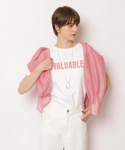 CADUNE(カデュネ)の「ロゴT・シアーシャツアンサンブル(シャツ/ブラウス・レディース・ピンク/ライトグレー/ライトブルー/ホワイト・38)」の5枚目の写真