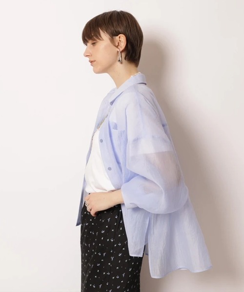 CADUNE(カデュネ)の「ロゴT・シアーシャツアンサンブル(シャツ/ブラウス・レディース・ピンク/ライトグレー/ライトブルー/ホワイト・38)」の13枚目の写真