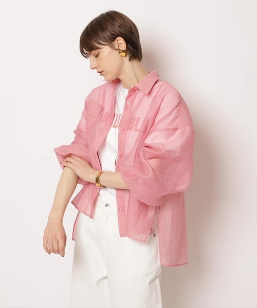 CADUNE(カデュネ)の「ロゴT・シアーシャツアンサンブル(シャツ/ブラウス・レディース・ピンク/ライトグレー/ライトブルー/ホワイト・38)」の17枚目の写真