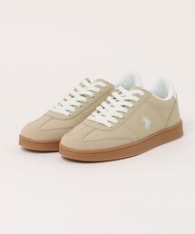 【U.S. POLO ASSN./ユーエスポロアッスン】ジャーマンスニーカー ブランドロゴ ローカット PUレザー シンプル きれいめ カジュアル 通勤 通学