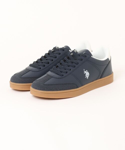 U.S. POLO ASSN.(ユーエスポロアッスン)の「【U.S. POLO ASSN./ユーエスポロアッスン】ジャーマンスニーカー ブランドロゴ ローカット PUレザー シンプル きれいめ カジュアル 通勤 通学(スニーカー・メンズ・ホワイト/ベージュ/ネイビー・25.5cm/26.5cm/26cm/27cm/28cm/25cm)」の3枚目の写真
