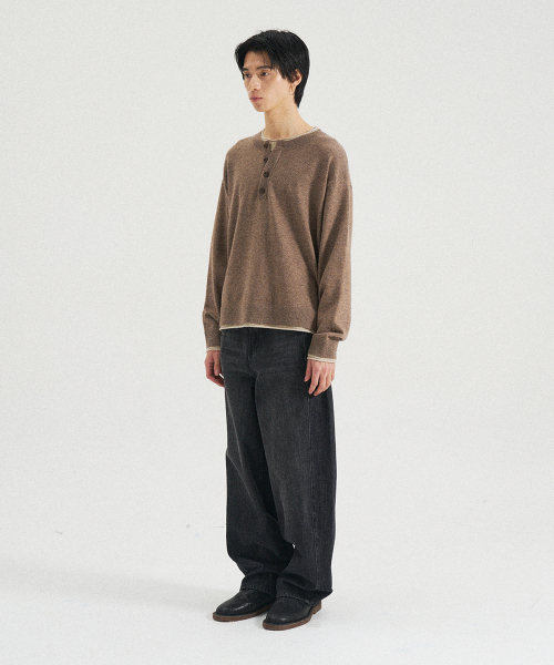 SLOWACID（スローアシッド）の「レイヤードヘンリーネックニット[ブラウン]（ニット/セーター・レディース・その他・SMALL/MEDIUM/LARGE）」の8枚目の写真