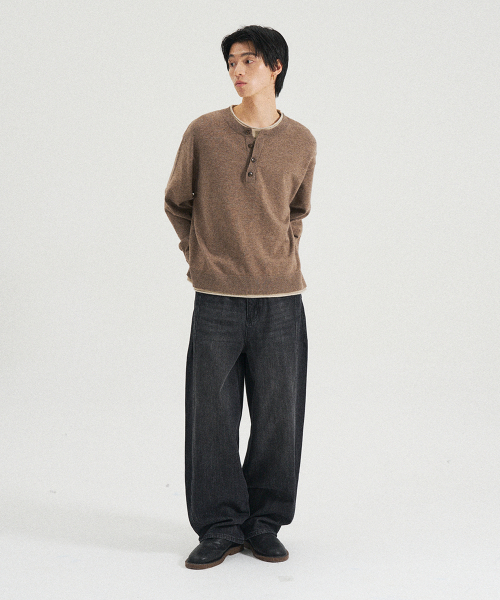SLOWACID（スローアシッド）の「レイヤードヘンリーネックニット[ブラウン]（ニット/セーター・レディース・その他・SMALL/MEDIUM/LARGE）」の7枚目の写真