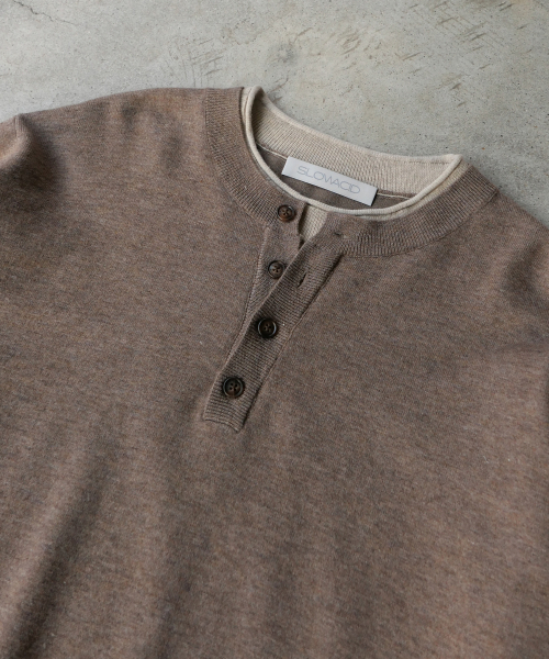 SLOWACID（スローアシッド）の「レイヤードヘンリーネックニット[ブラウン]（ニット/セーター・レディース・その他・SMALL/MEDIUM/LARGE）」の4枚目の写真