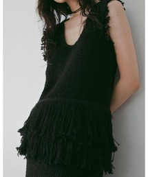 anuke(�A���k�[�N)��Fringe Knit Tanktop 62610510(T�V���c/�J�b�g�\�[)