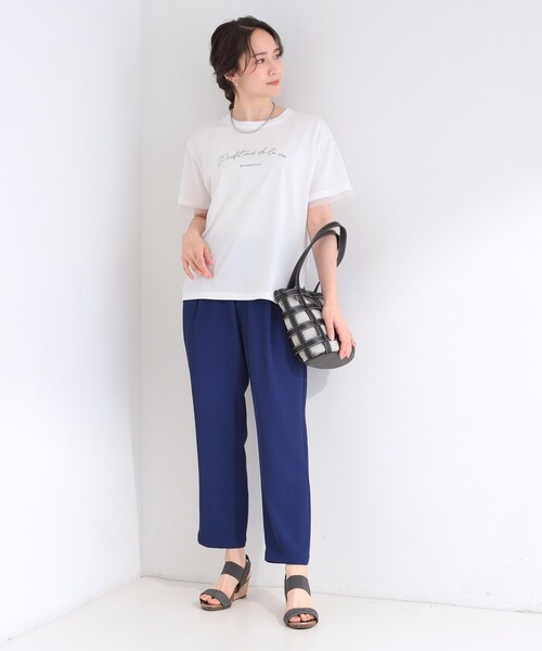 SHOO・LA・RUE(シューラルー)の「【ひんやり/S-LL/洗濯機可】色・柄選べる お袖チュールレイヤード プリントアソートTシャツ(Tシャツ/カットソー・レディース・ホワイト系3/チャコール/ホワイト系1/ベージュ系その他4/ブルー系6/ブラウン系3・04/03/02/01)」の11枚目の写真
