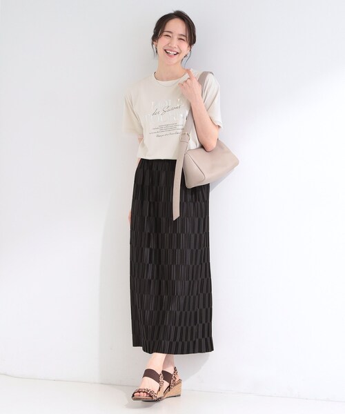 SHOO・LA・RUE(シューラルー)の「【ひんやり/S-LL/洗濯機可】色・柄選べる お袖チュールレイヤード プリントアソートTシャツ(Tシャツ/カットソー・レディース・ホワイト系3/チャコール/ホワイト系1/ベージュ系その他4/ブルー系6/ブラウン系3・04/03/02/01)」の19枚目の写真