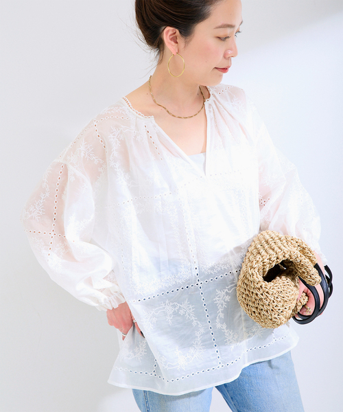 B.C STOCK(ベーセーストック)の「手洗い可 / ハンカチーフカフタンブラウス(シャツ/ブラウス・レディース・ブラック/ホワイト/ブラウン・FREE)」の3枚目の写真