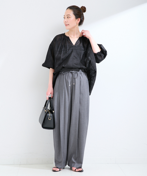 B.C STOCK(ベーセーストック)の「手洗い可 / ハンカチーフカフタンブラウス(シャツ/ブラウス・レディース・ブラック/ホワイト/ブラウン・FREE)」の13枚目の写真