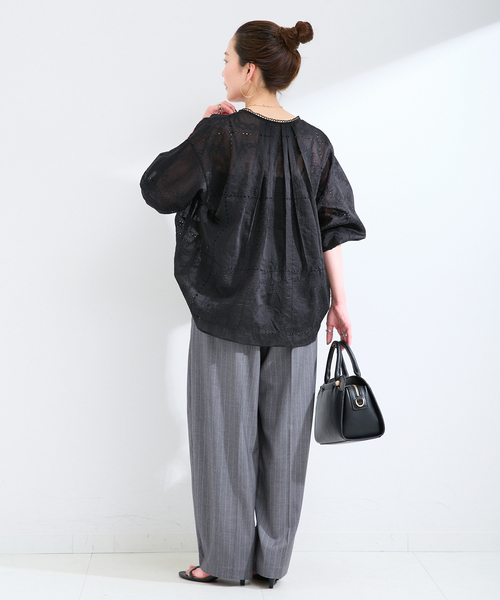 B.C STOCK(ベーセーストック)の「手洗い可 / ハンカチーフカフタンブラウス(シャツ/ブラウス・レディース・ブラック/ホワイト/ブラウン・FREE)」の15枚目の写真