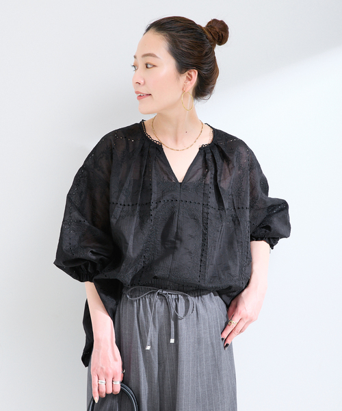 B.C STOCK(ベーセーストック)の「手洗い可 / ハンカチーフカフタンブラウス(シャツ/ブラウス・レディース・ブラック/ホワイト/ブラウン・FREE)」の16枚目の写真