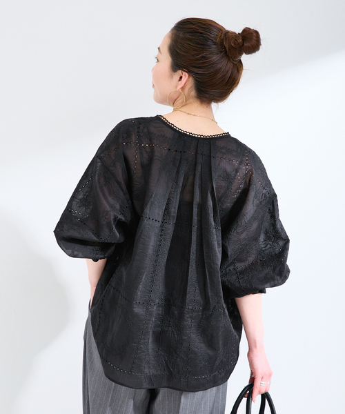 B.C STOCK(ベーセーストック)の「手洗い可 / ハンカチーフカフタンブラウス(シャツ/ブラウス・レディース・ブラック/ホワイト/ブラウン・FREE)」の18枚目の写真