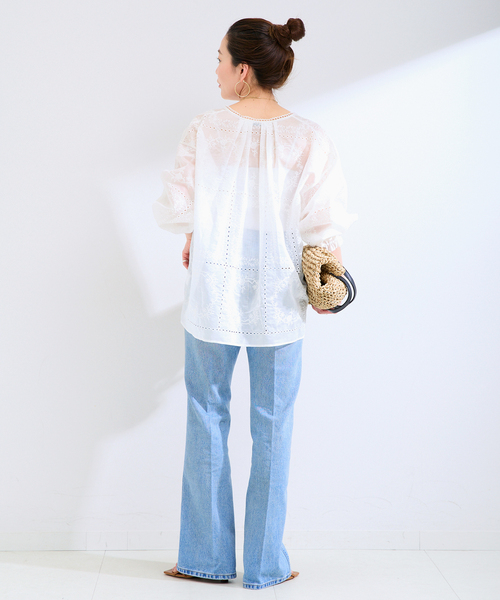 B.C STOCK(ベーセーストック)の「手洗い可 / ハンカチーフカフタンブラウス(シャツ/ブラウス・レディース・ブラック/ホワイト/ブラウン・FREE)」の4枚目の写真