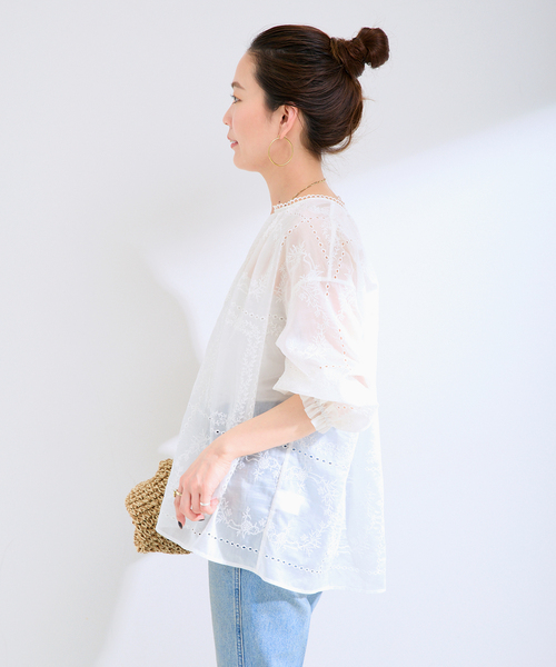 B.C STOCK(ベーセーストック)の「手洗い可 / ハンカチーフカフタンブラウス(シャツ/ブラウス・レディース・ブラック/ホワイト/ブラウン・FREE)」の6枚目の写真